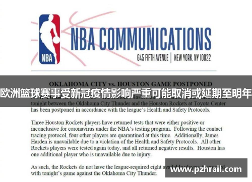 欧洲篮球赛事受新冠疫情影响严重可能取消或延期至明年